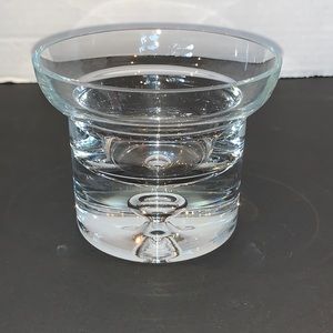 Krosno Poland Hand Blown Lead Crystal Bubble Stem Heavy Bottom Candle Holder